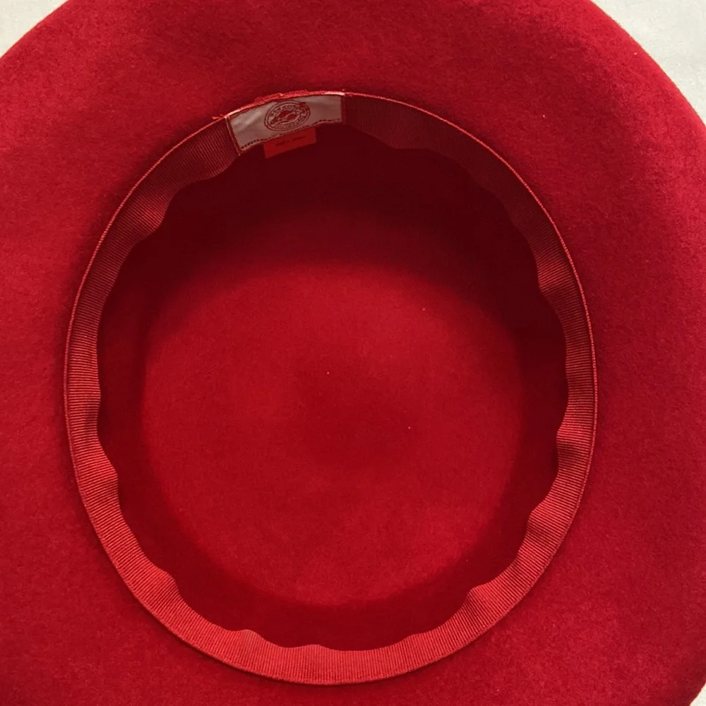 REDUCED- Red Womens 100% Wool Fedora Style Hat - Nice!